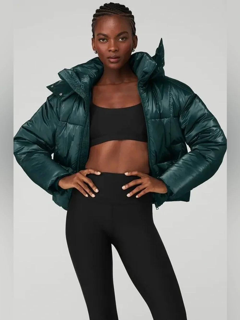ALO Yoga Green Pearlized Pristine Puffer Jacket